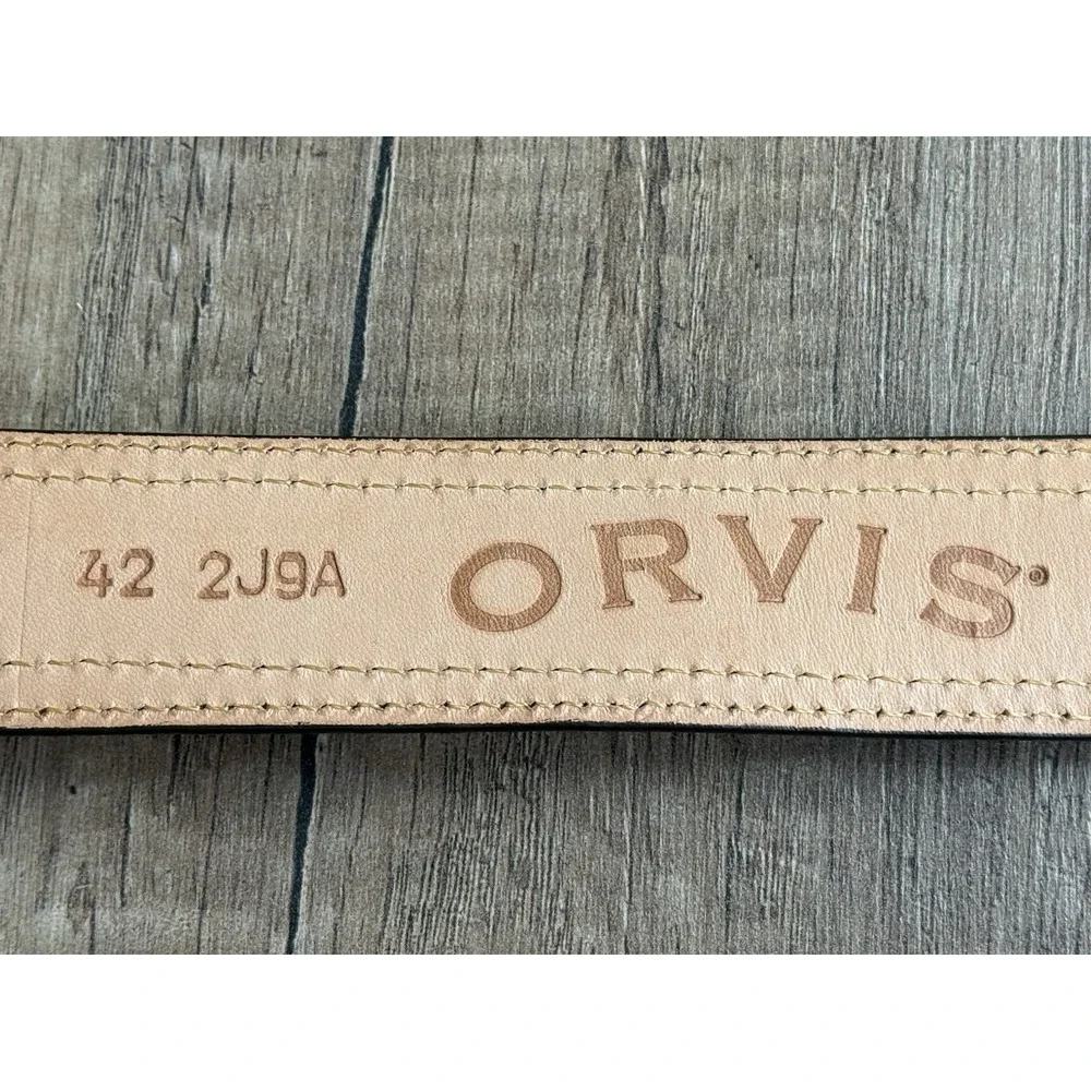 Orvis American Bison Brown Leather Belt Buffalo Nickel Sz 42 USA Southwestern